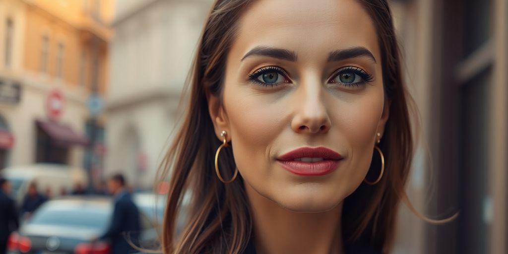 Portrait of Bianca Censori in an urban setting.