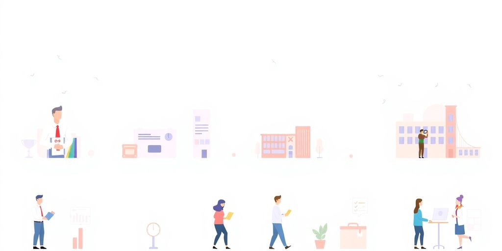 Illustrasjoner av ulike forretningsmodeller i myke farger.