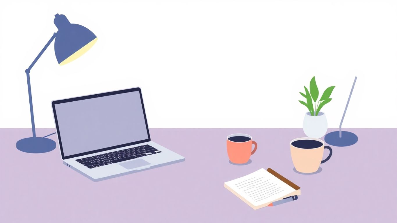 Illustrasjon av arbeidsplass for forretningsplanlegging.