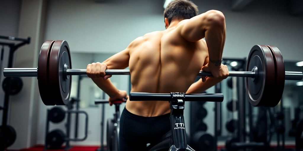 Man performing barbell row