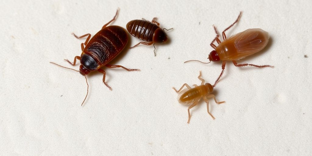 Close-up of bed bugs and fleas for identification.
