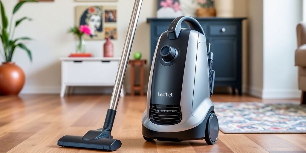 Leifheit Regulus PowerVac 11925 auf einem Boden.