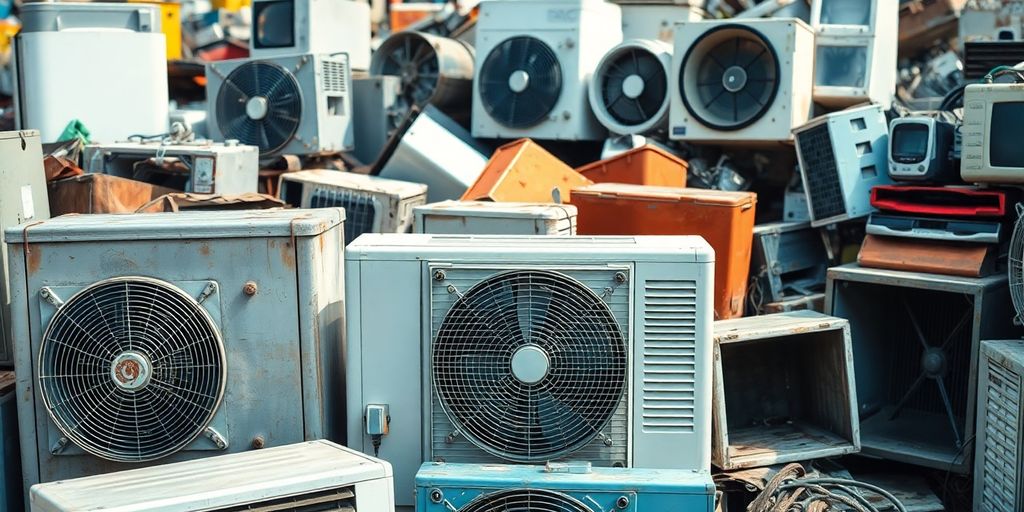 سكراب مكيفات وأجهزة منزلية في ساحة الخردة