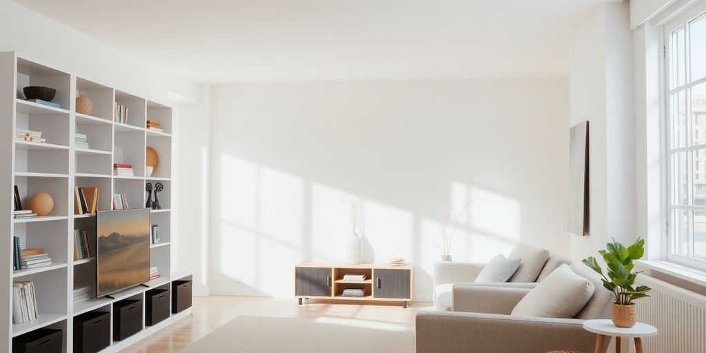 Maison désencombrée et organisée avec lumière naturelle.