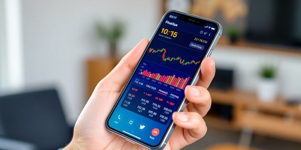 Smartphone displaying financial data.