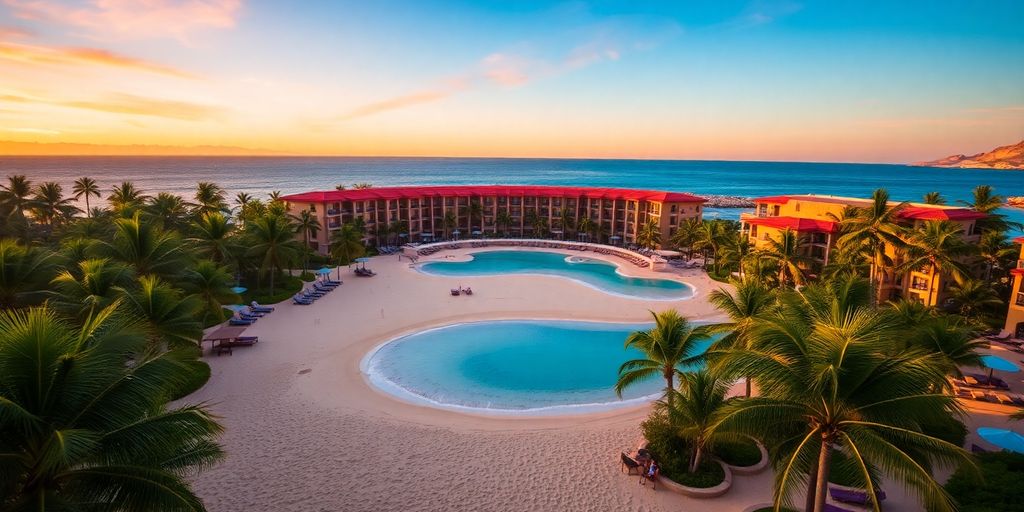 Vista del atardecer del Playa Grande Resort en Cabo.