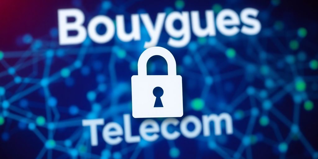 Logo Bouygues Telecom avec un cadenas numérique brisé.