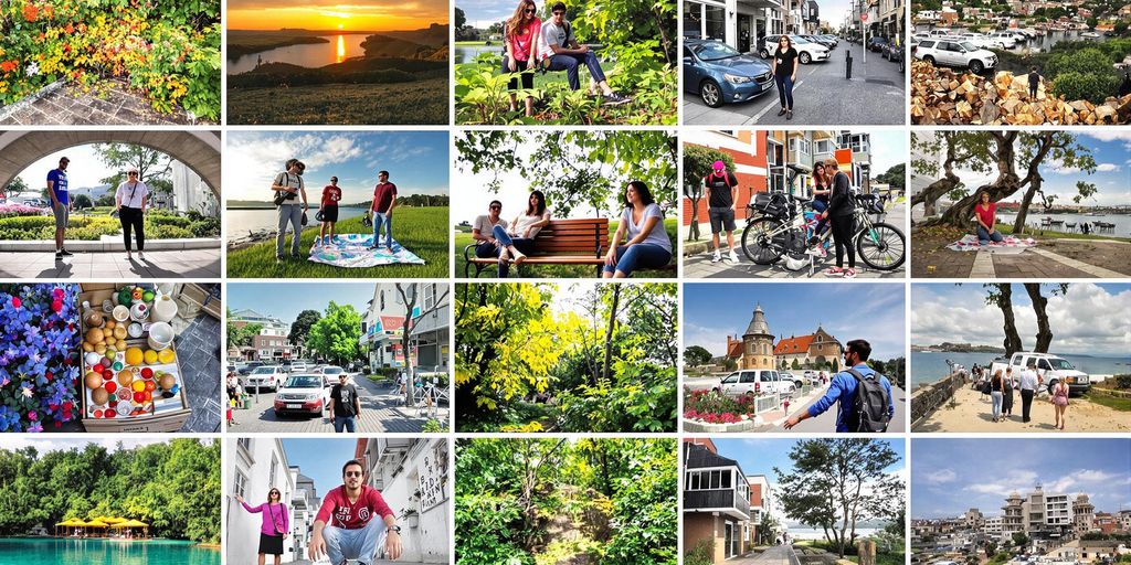 Collage of images for creating engaging videos.