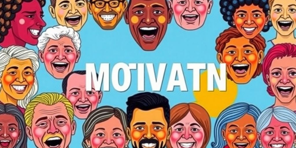 Diverse faces expressing emotions with cultural motifs around them.