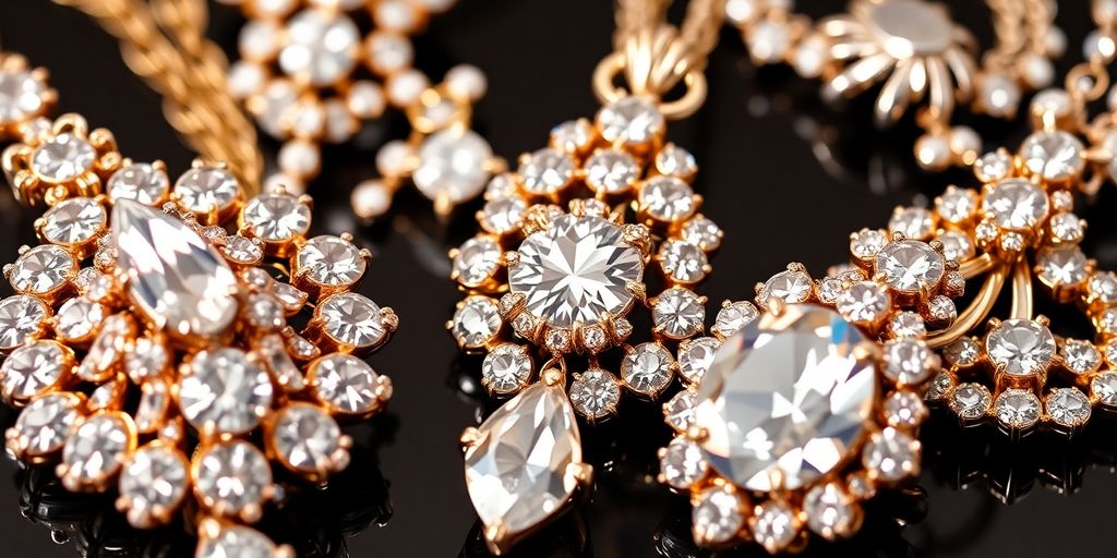 Bijoux de designers célèbres exposés avec élégance.