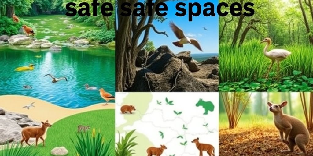 Diverse natural habitats for wildlife in a serene environment.
