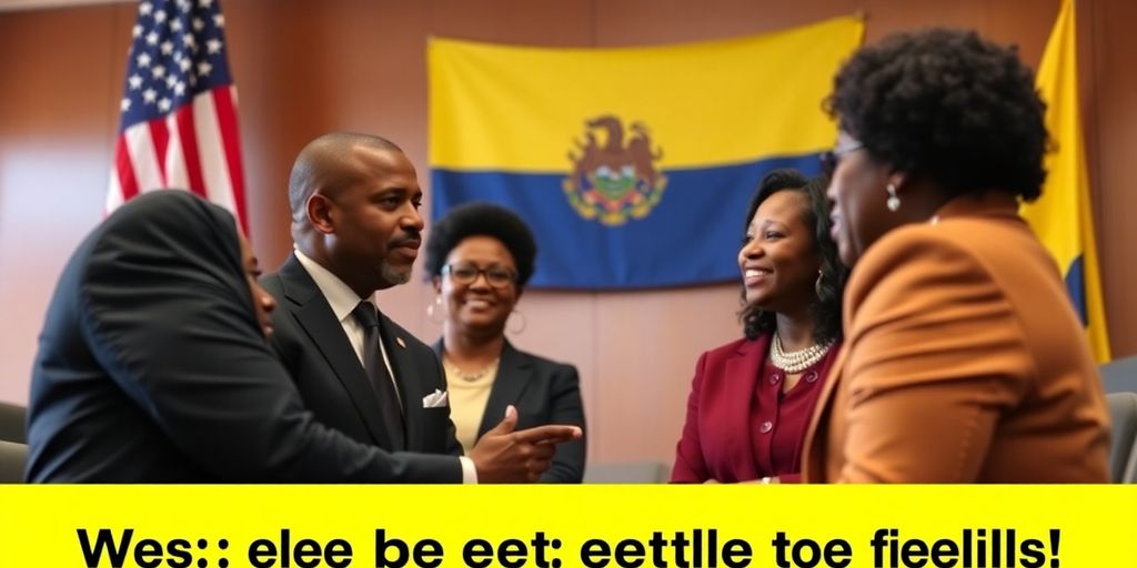 Black Congress members discussing US-Colombia relations with flags.