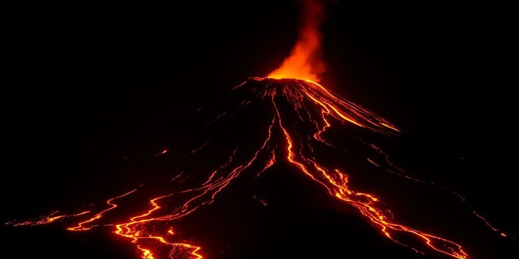 Coulées de lave rougeoyante illuminant la nuit sicilienne.