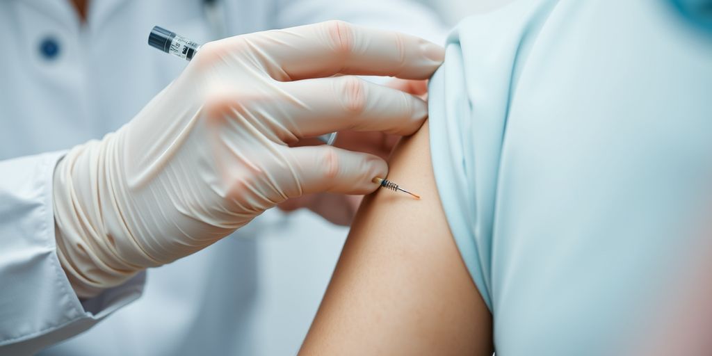 Healthcare professional giving a vaccine injection
