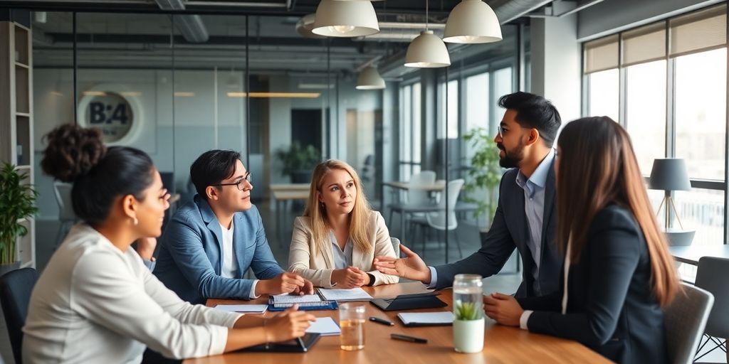 Réunion professionnelle dynamique pour améliorer les performances commerciales.