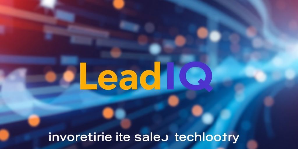 LeadIQ logo against a vibrant, abstract background.