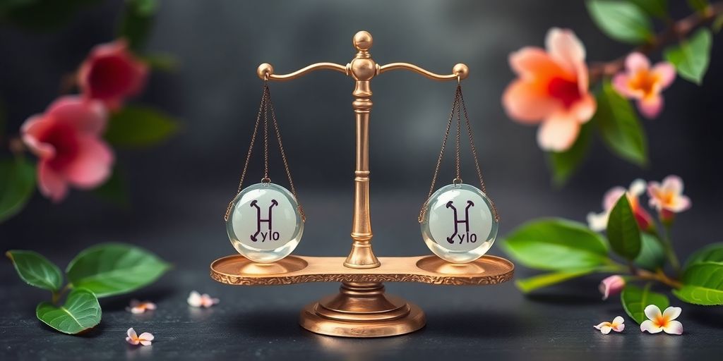 Imagem de uma balança com símbolos hormonais.