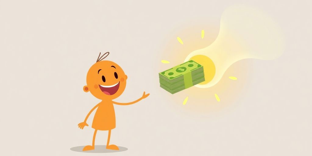 Cartoon hands holding cash, payday loan direct.