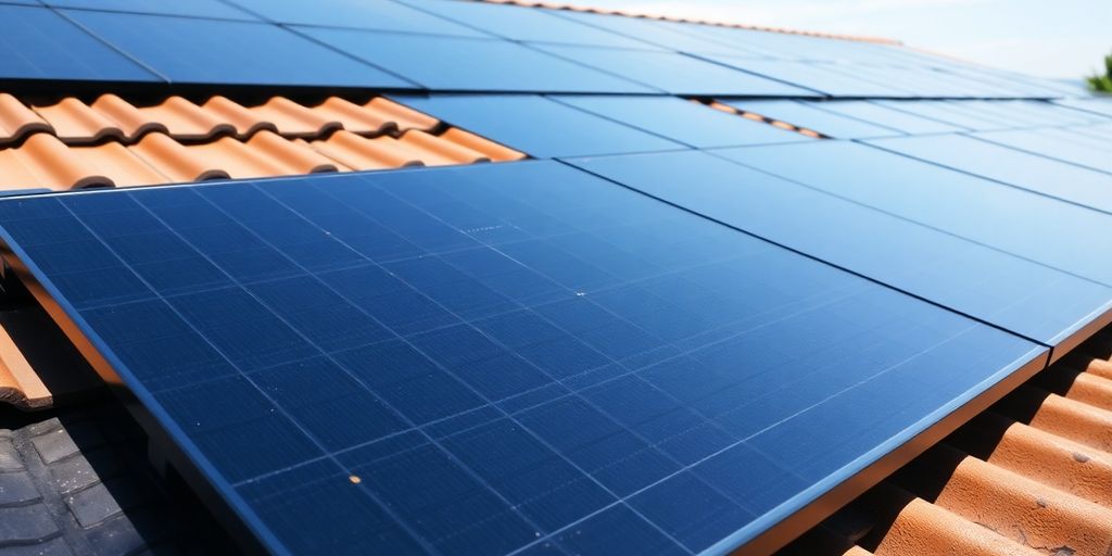 Panneaux solaires sur un toit de maison typique