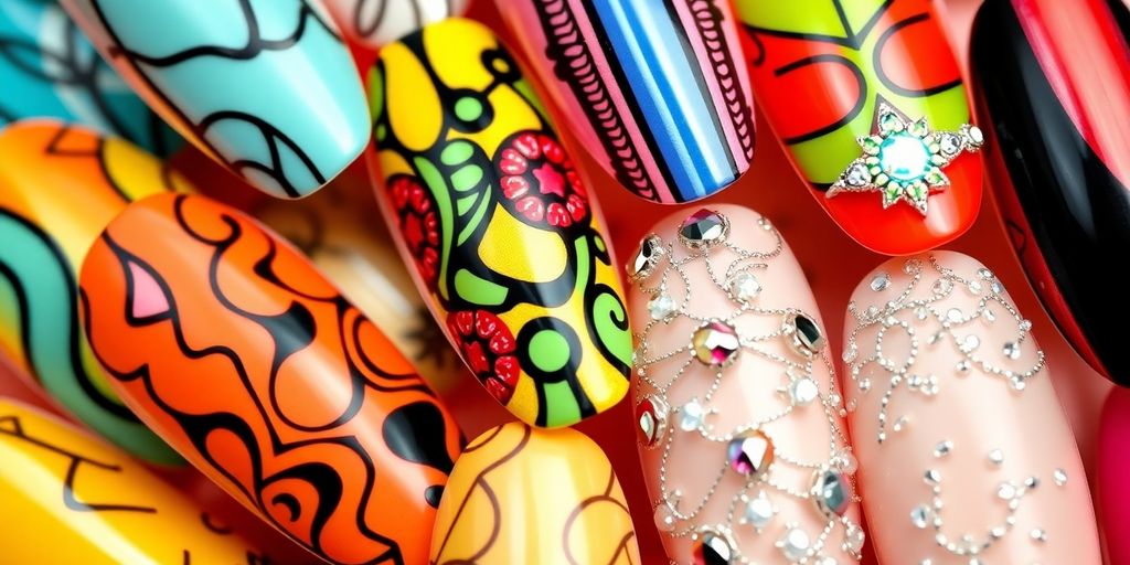 Diseños de uñas modernos y coloridos para 2024.