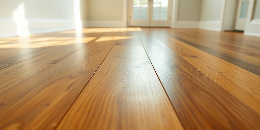 Professionally installed hardwood flooring in a modern living room.