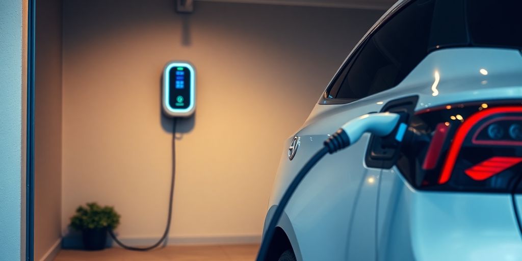 Electric car charging at home.