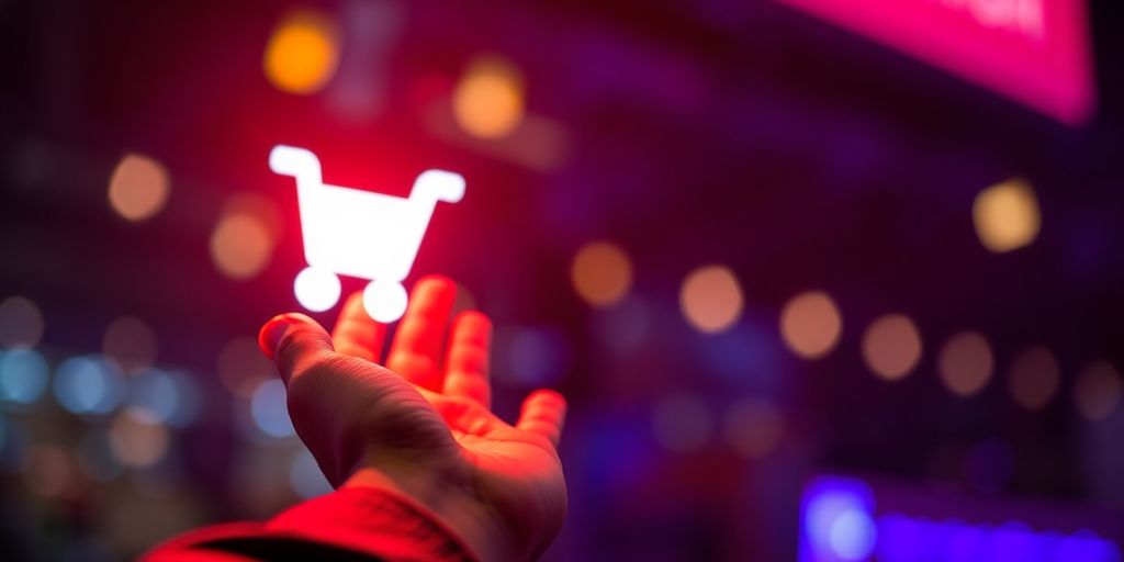 Customer interacting with a shopping cart icon.