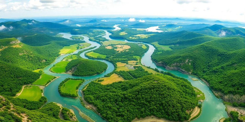 Vue panoramique des zones de sensibilité environnementale.