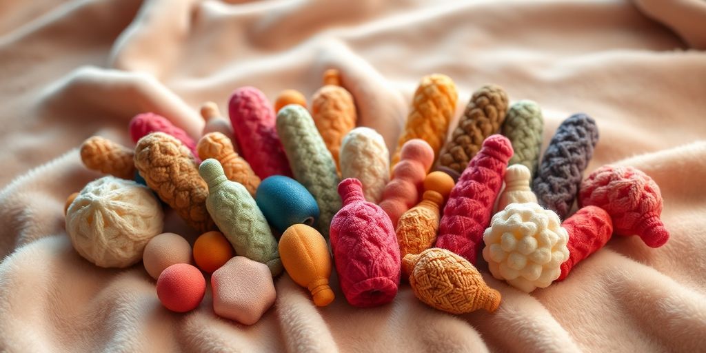 Assorted dildos arranged on a velvety fabric.