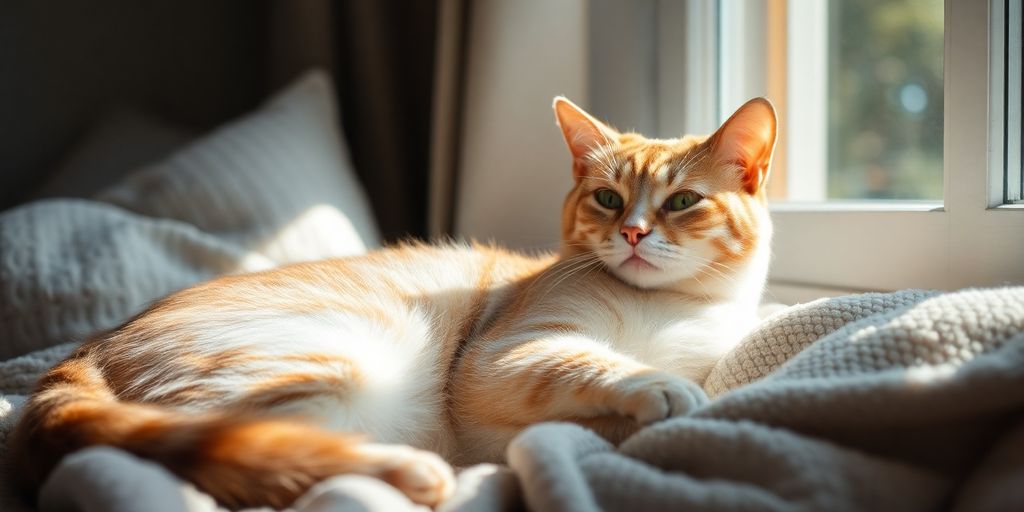An elderly cat resting peacefully on a pillow.