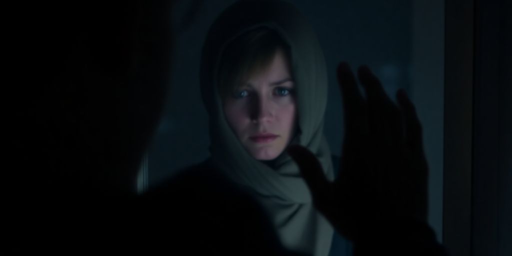 A person peering through a window, revealing emotional turmoil.