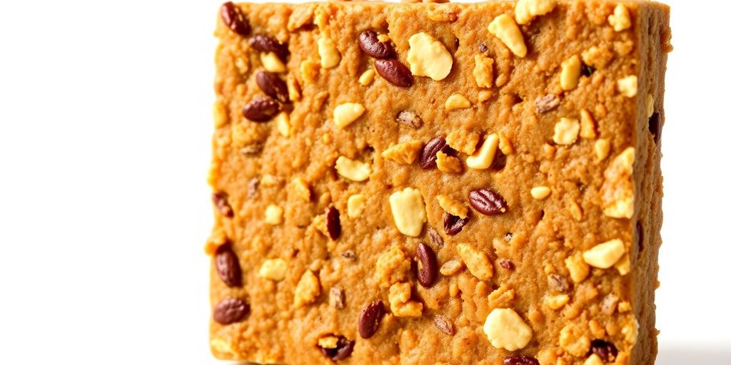 Bulletproof protein bar with assorted nuts and seeds.