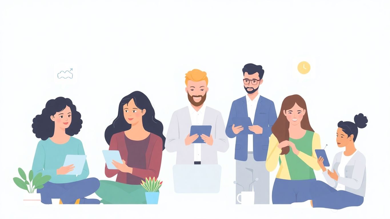 Moderne illustrasjon av interaksjon og teknologi.