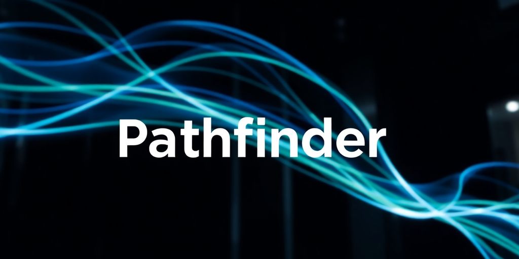 Pathfinder SEO logo with upward-trending abstract shapes.
