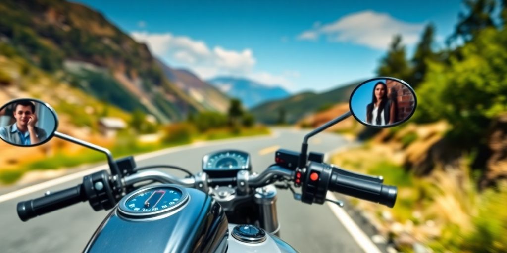 Motorcycle on a scenic road representing safety and support.