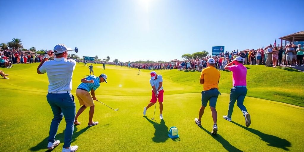 Golf players in action at a PGA Tour event.