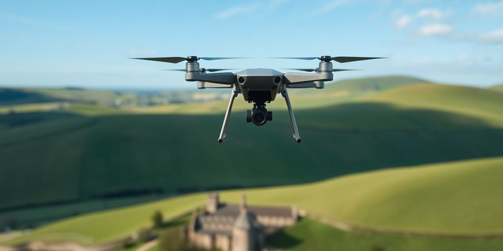 Drone au-dessus d'un paysage britannique pittoresque.