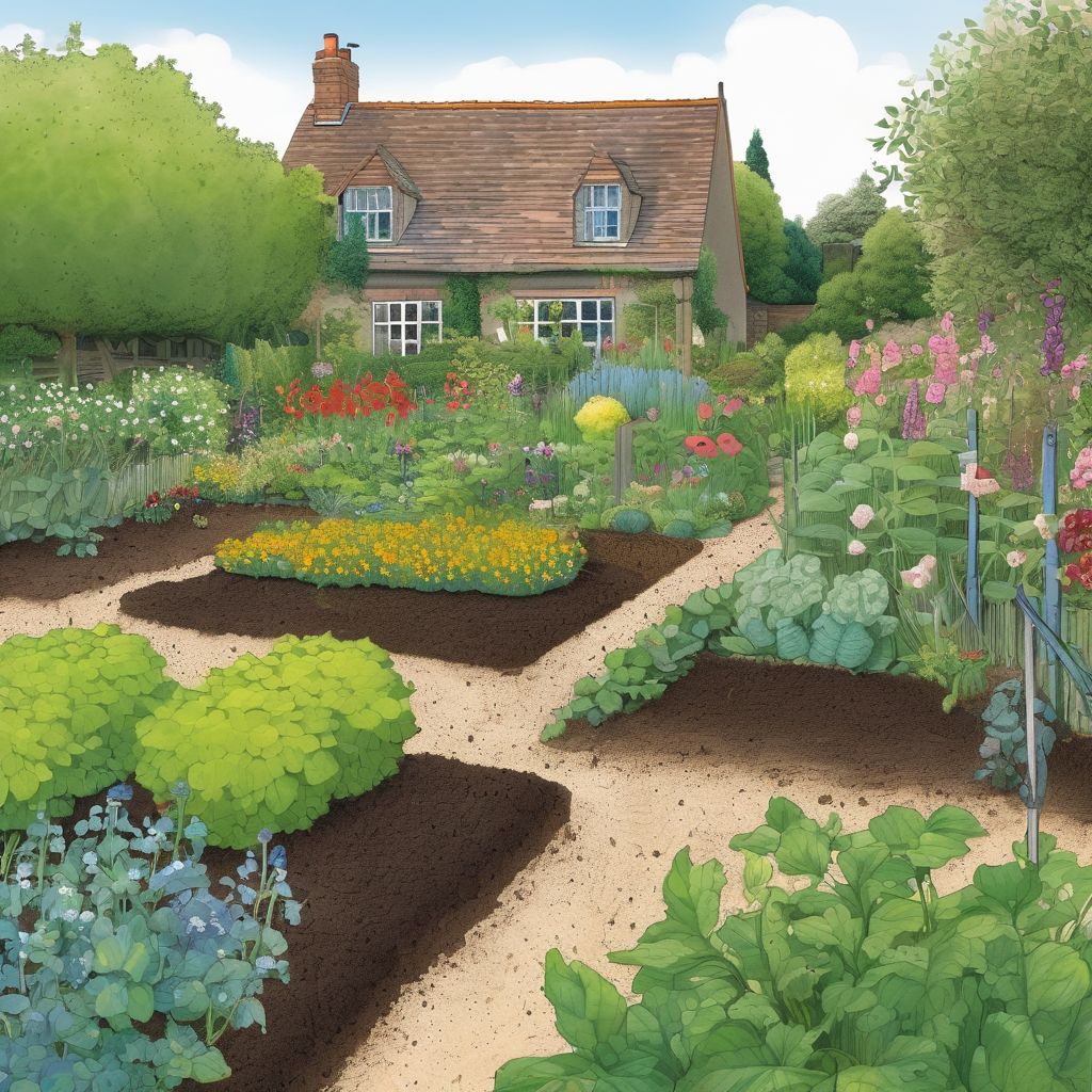 British garden with compost top dressing and spent crops