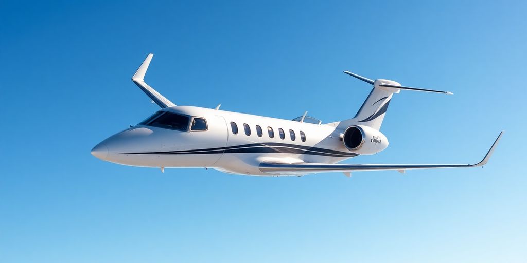 Embraer Phenom 300 jet in flight.
