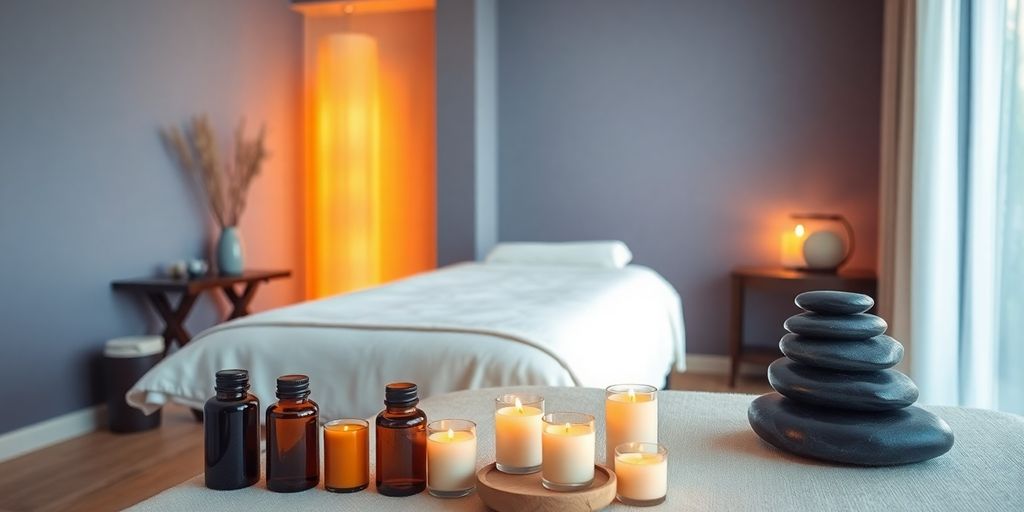 Lomi Lomi masajı için rahat bir spa ortamı.