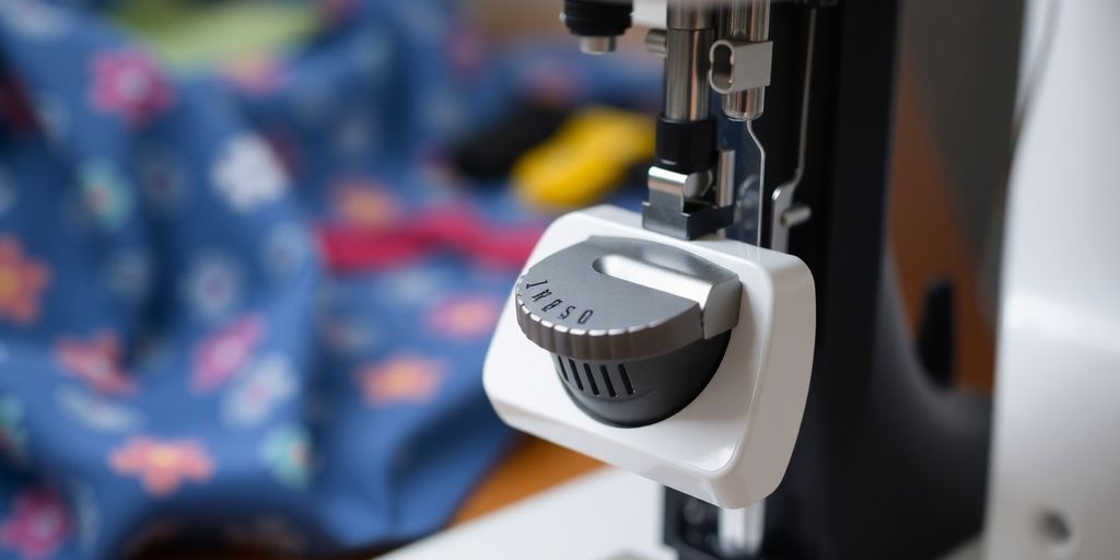 Close-up of a sewing machine speed control slider.