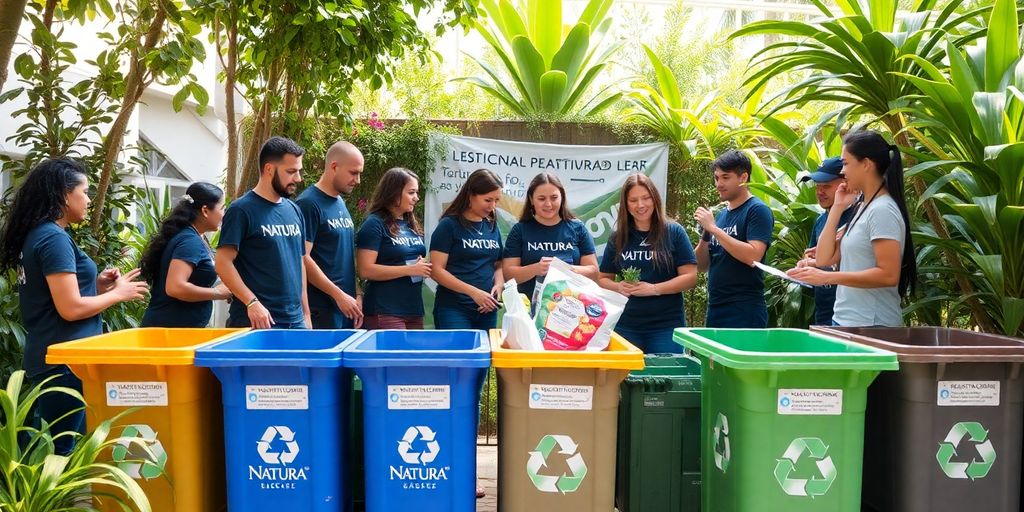 Técnicos da Natura participando de coleta seletiva em Cajamar.