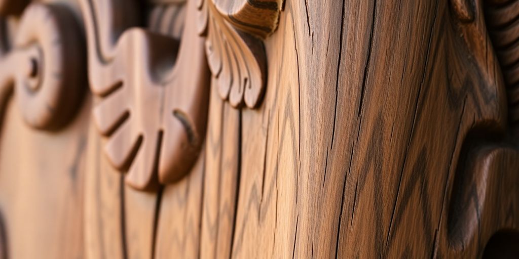 Intricate Marquesan wood carving detail.