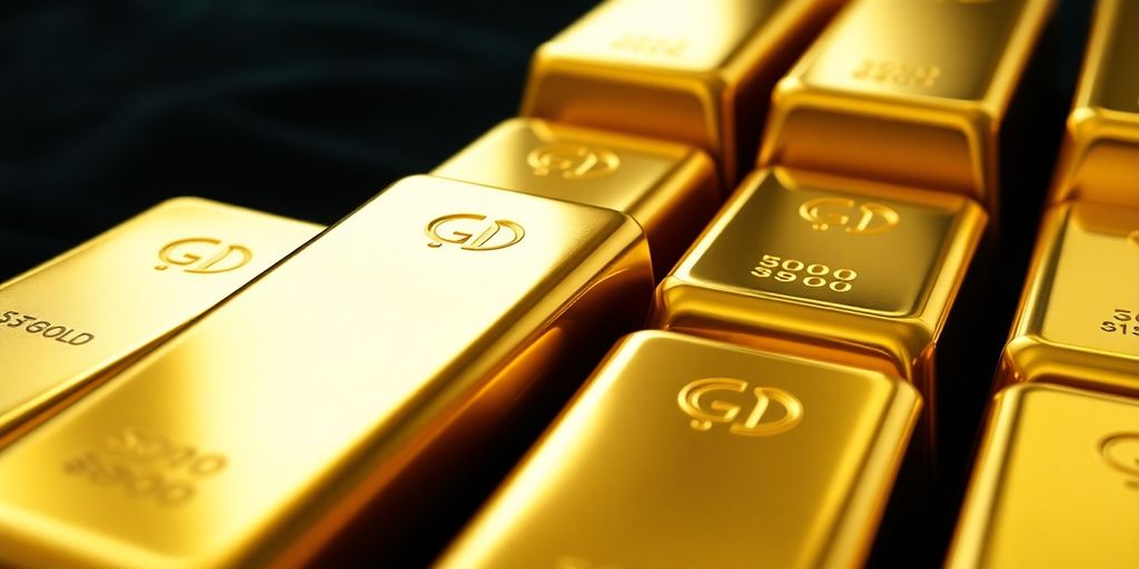 Lingots d'or brillants sur fond noir.