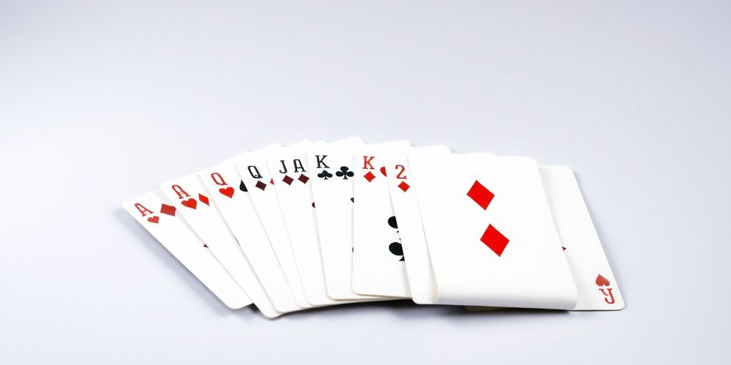 Poker hands arranged with cards.