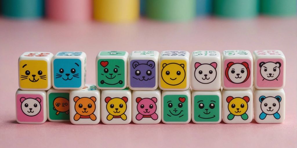 Cute mahjong tiles with adorable faces and colorful designs, adding fun and style to your game set.