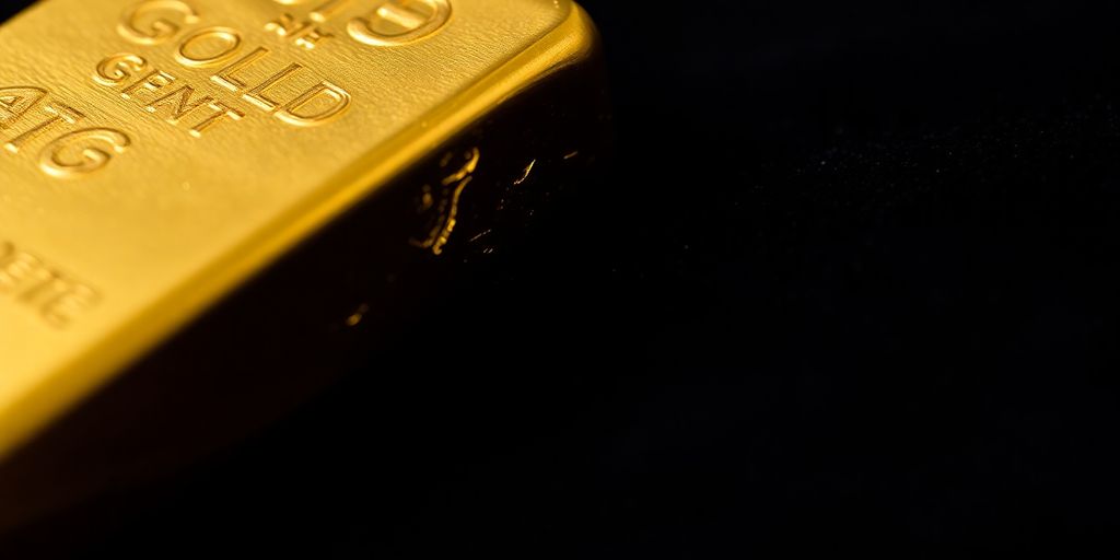 Lingot d'or sur un fond sombre.