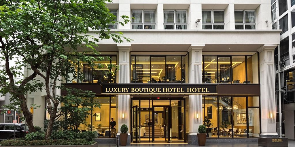 Exterior of a luxury boutique hotel in Hong Kong.