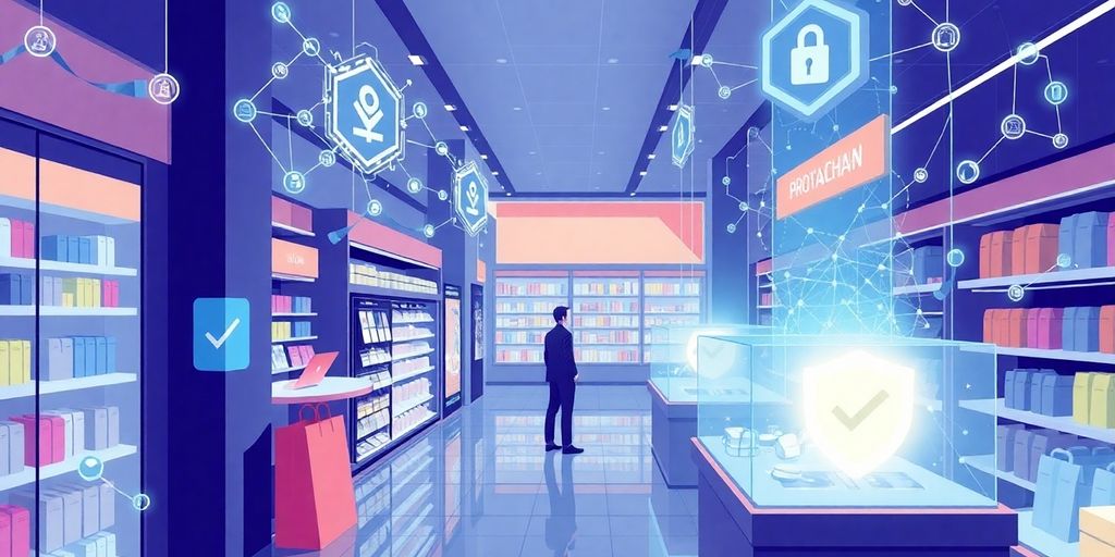 Illustrative image of blockchain in retail environment.