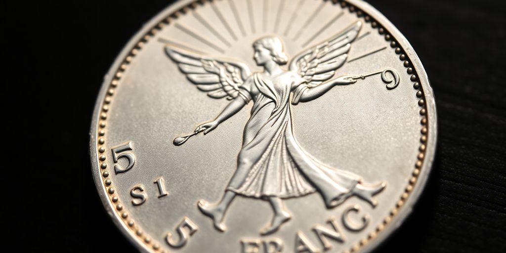 Pièce de 5 francs Semeuse en argent.